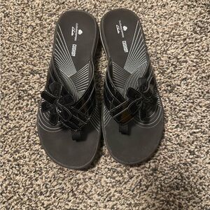 Cloudsteppers by Clarks Black Floral Sandals